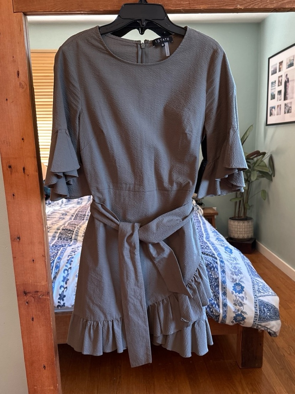 1. State Green Ruffle Hemmed Belted Dress